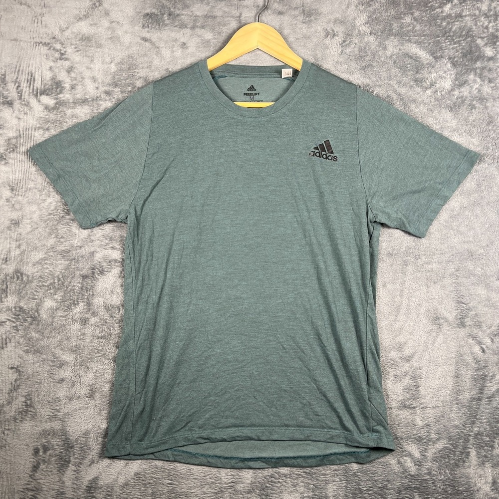 Adidas Freelift T Shirt Mens Medium Heathered Green Raglan Sleeve Athleisure